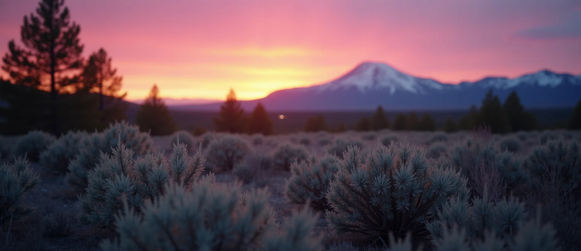 Symbolizing Stability/Peak: A local Sagebrush (Artemisia tridentata) distant Sierra horizon. - AI Generated