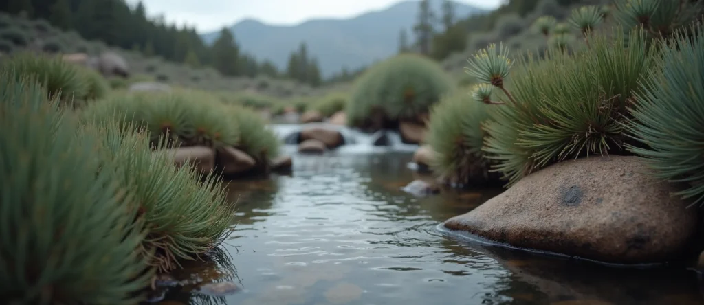 Symbolizing Flow/Cleansing: A local Desert Peach hidden small waterfall. - AI Generated