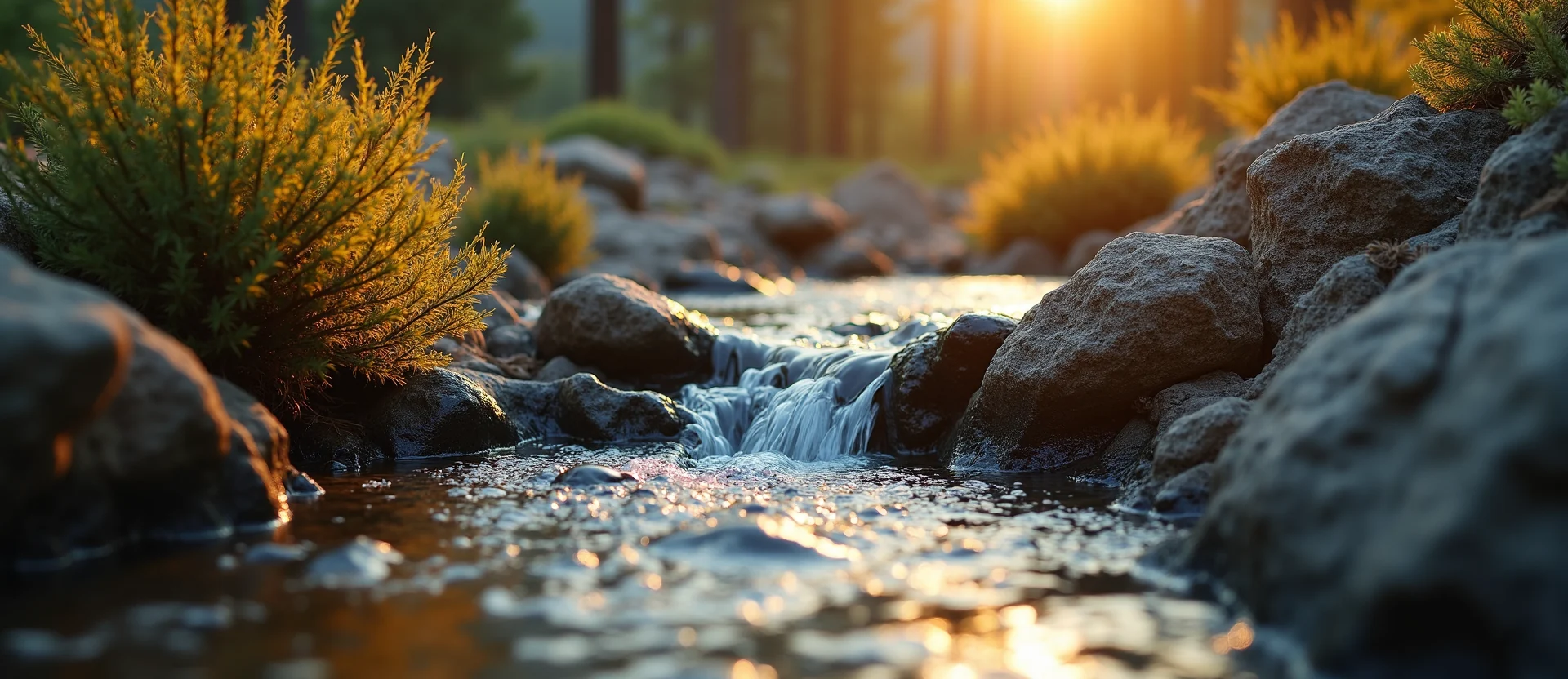 Symbolizing Flow/Cleansing: A local Mountain Mahogany hidden small waterfall. - AI Generated