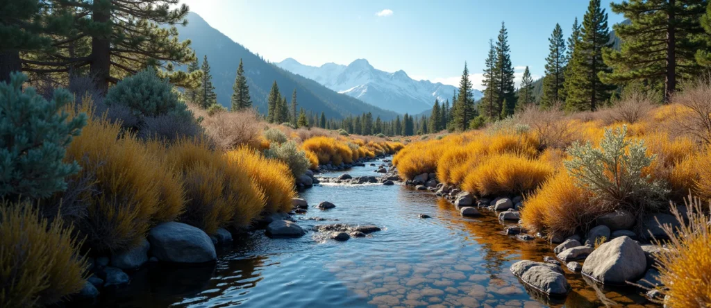Symbolizing Flow/Cleansing: A local Bitterbrush clear cold snowmelt stream. - AI Generated