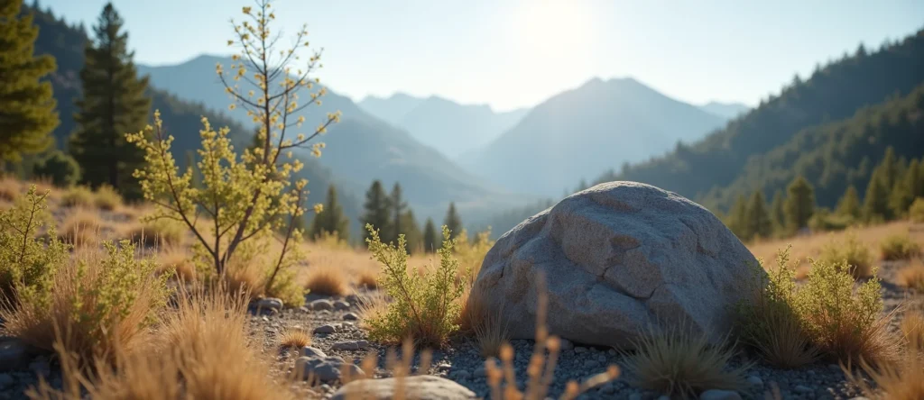 Symbolizing Stability/Peak: A local Desert Peach unshakable boulder. - AI Generated