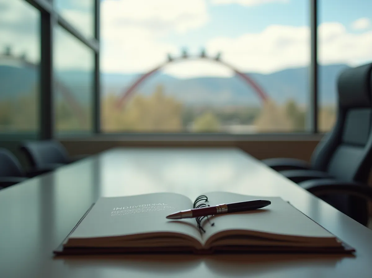 A professional "Individual Recovery Planning" notebook and pen on a desk in a Reno treatment center, representing structured one-on-one substance use counseling and long-term recovery habits.