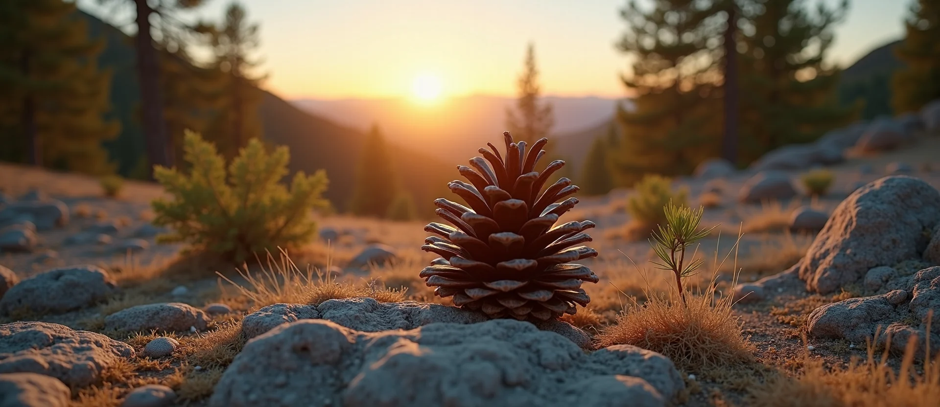 Symbolizing Seed/New Beginning: A local Ponderosa Pine opening pine cone. - AI Generated
