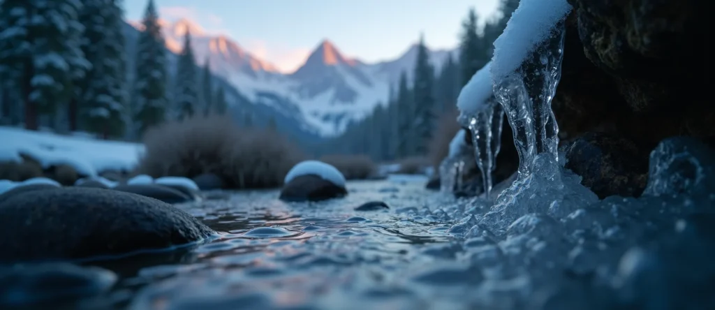 Symbolizing Flow/Cleansing: A local Desert Peach babbling mountain creek. - AI Generated