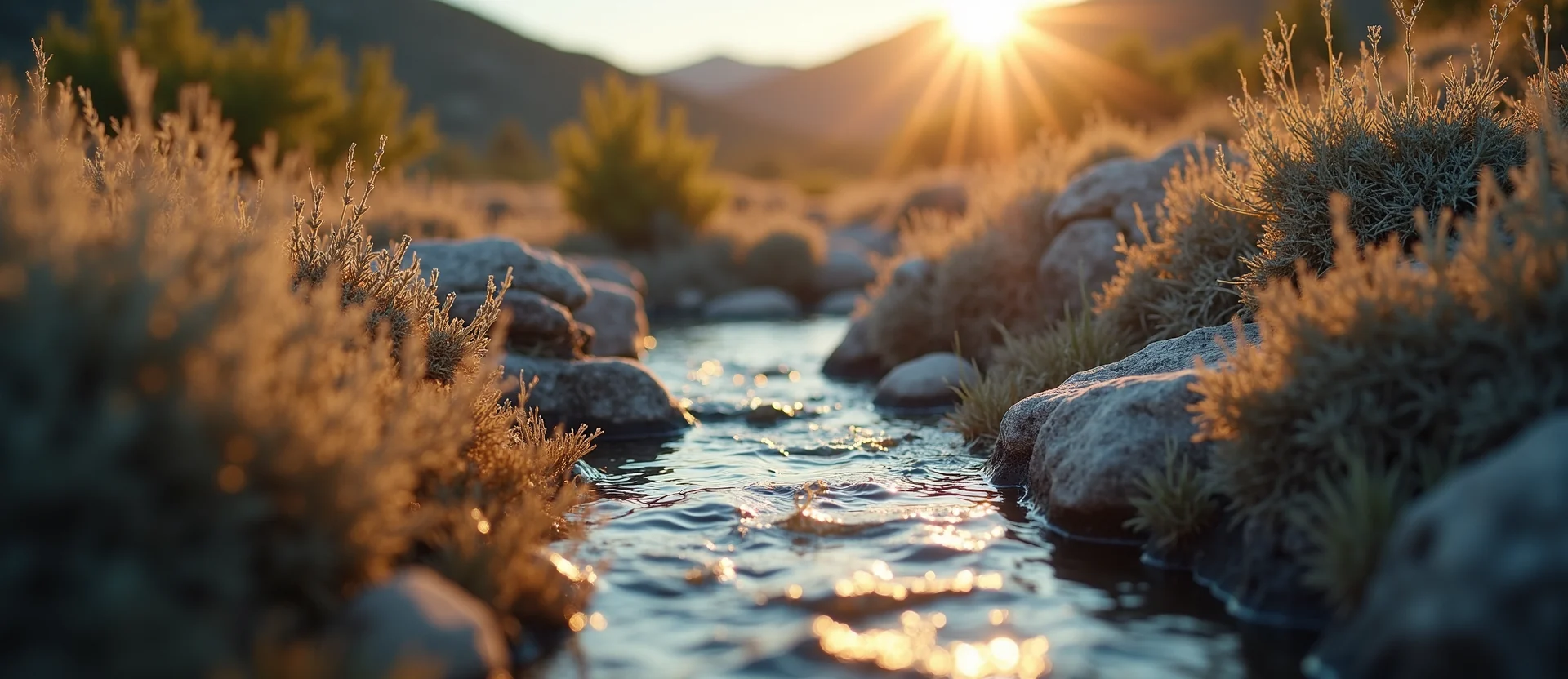 Symbolizing Flow/Cleansing: A local Rabbitbrush hidden small waterfall. - AI Generated