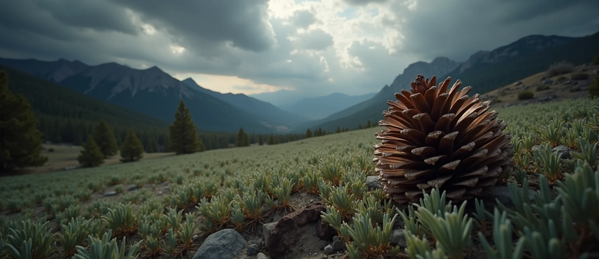 Symbolizing Seed/New Beginning: A local Mountain Mahogany opening pine cone. - AI Generated