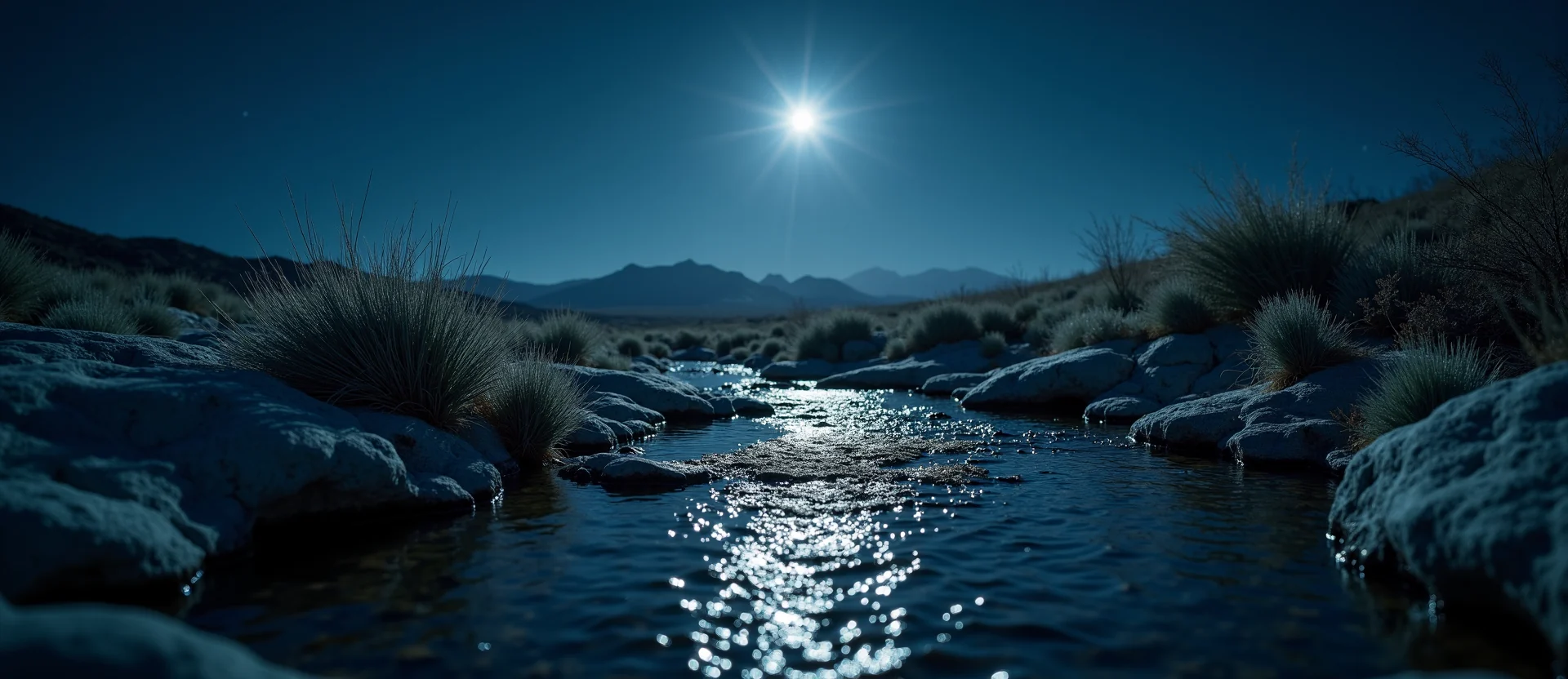 Symbolizing Flow/Cleansing: A local Bitterbrush clear cold snowmelt stream. - AI Generated
