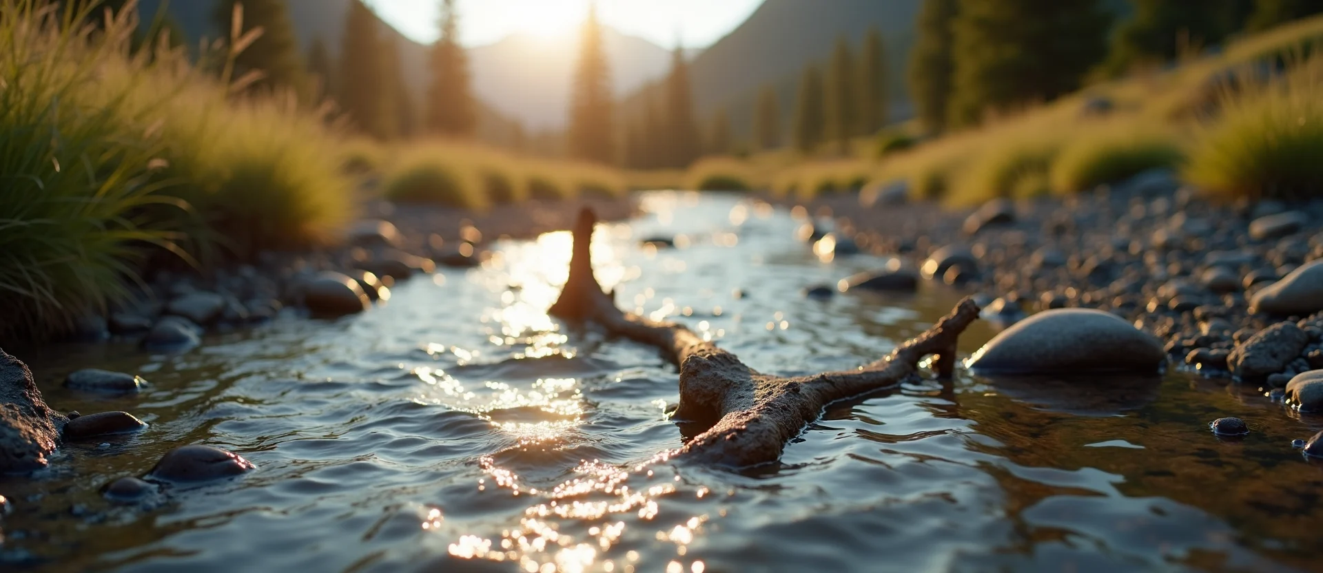Symbolizing Flow/Cleansing: A local Mountain Mahogany clear cold snowmelt stream. - AI Generated