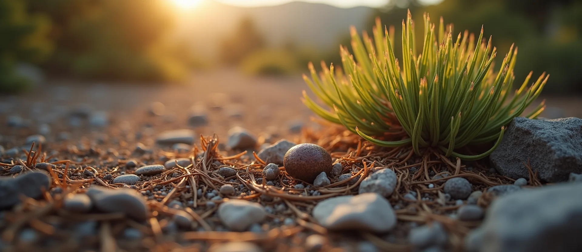 Symbolizing Seed/New Beginning: A local Indian Paintbrush single pine seed on dry earth. - AI Generated