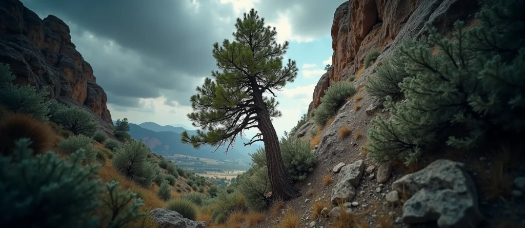 Symbolizing Growth/Resilience: A local Quaking Aspen tree growing out of a rock cleft. - AI Generated