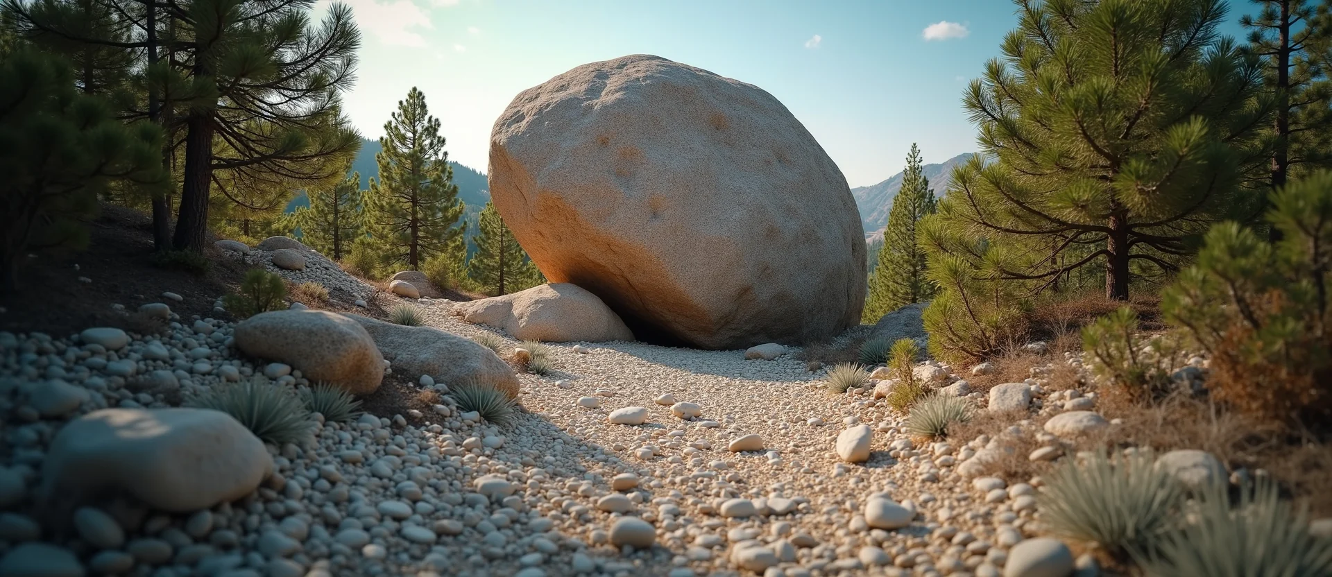 Symbolizing Stability/Peak: A local Mountain Mahogany unshakable boulder. - AI Generated