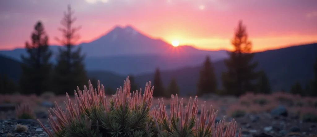Symbolizing Identity/Local: A local Indian Paintbrush Sierra Nevada skyline. - AI Generated