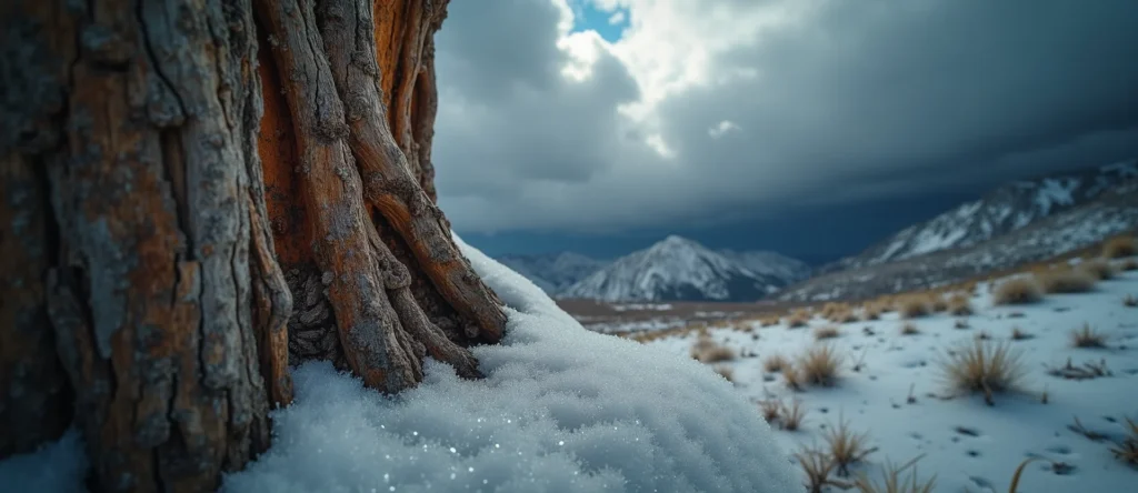 Symbolizing Growth/Resilience: A local Desert Peach sturdy weathered tree trunk. - AI Generated