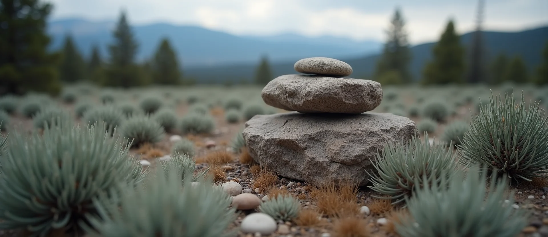 Symbolizing Stability/Peak: A local Mountain Mahogany ancient rock cairn. - AI Generated