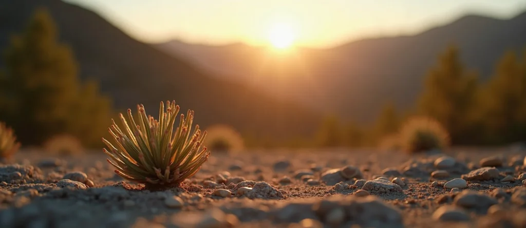 Symbolizing Seed/New Beginning: A local Mountain Mahogany single pine seed on dry earth. - AI Generated