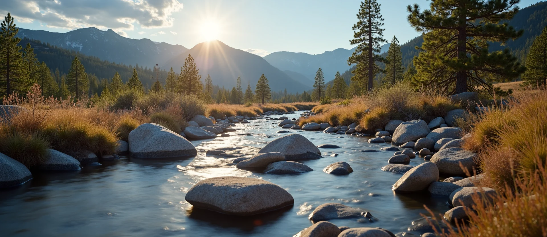 Symbolizing Flow/Cleansing: A local Rabbitbrush smooth Truckee river stones. - AI Generated