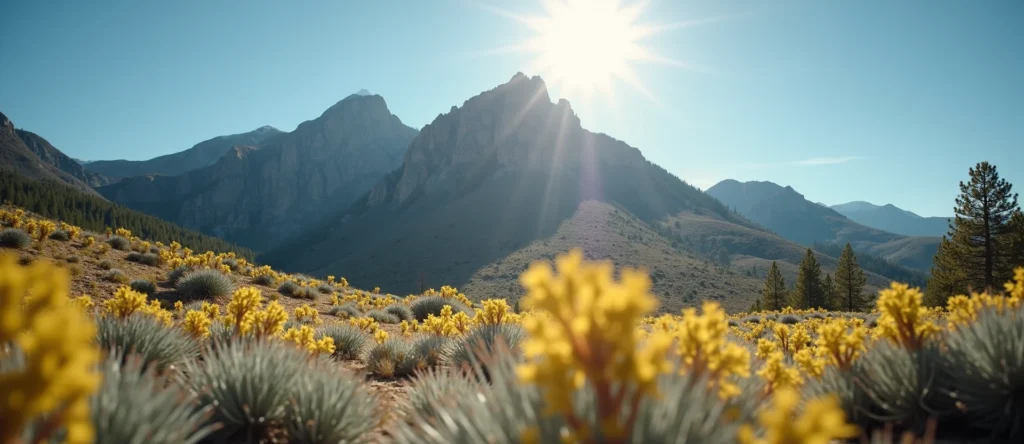 Symbolizing Stability/Peak: A local Indian Paintbrush solid mountain ridge. - AI Generated
