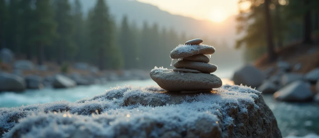 Symbolizing Stability/Peak: A local Ponderosa Pine ancient rock cairn. - AI Generated
