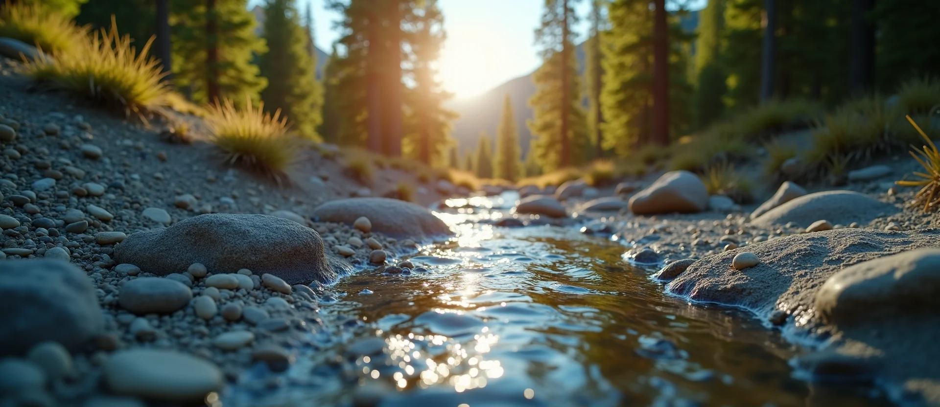 Symbolizing Flow/Cleansing: A local Mountain Mahogany clear cold snowmelt stream. - AI Generated