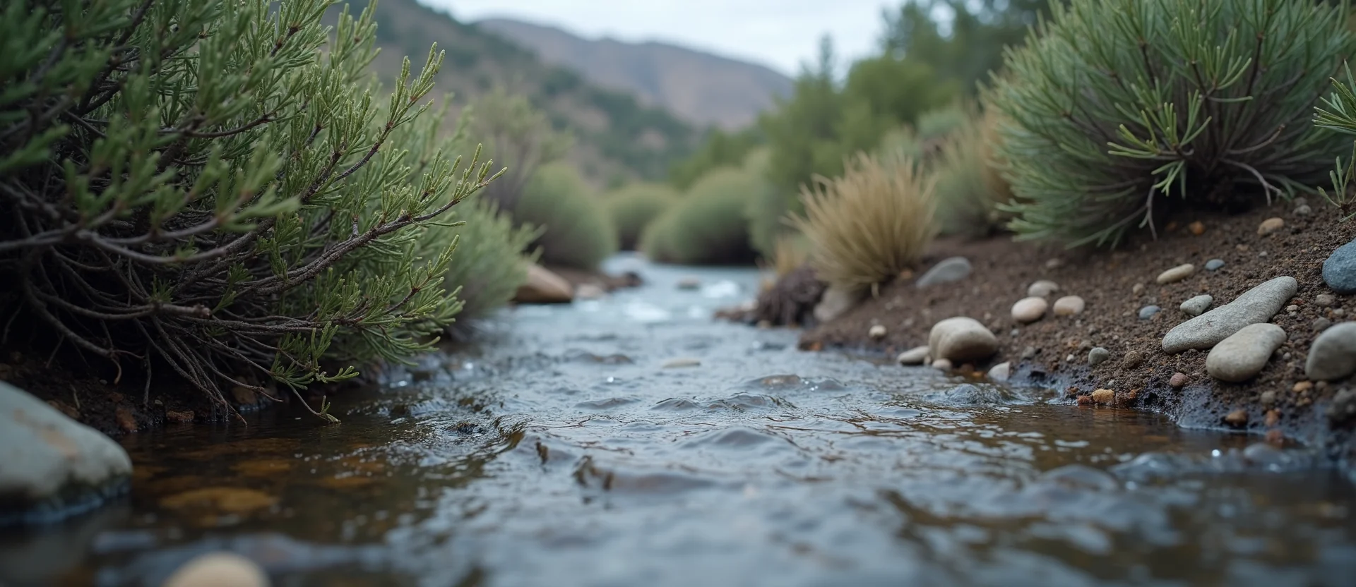 Symbolizing Flow/Cleansing: A local Sierra Juniper hidden small waterfall. - AI Generated