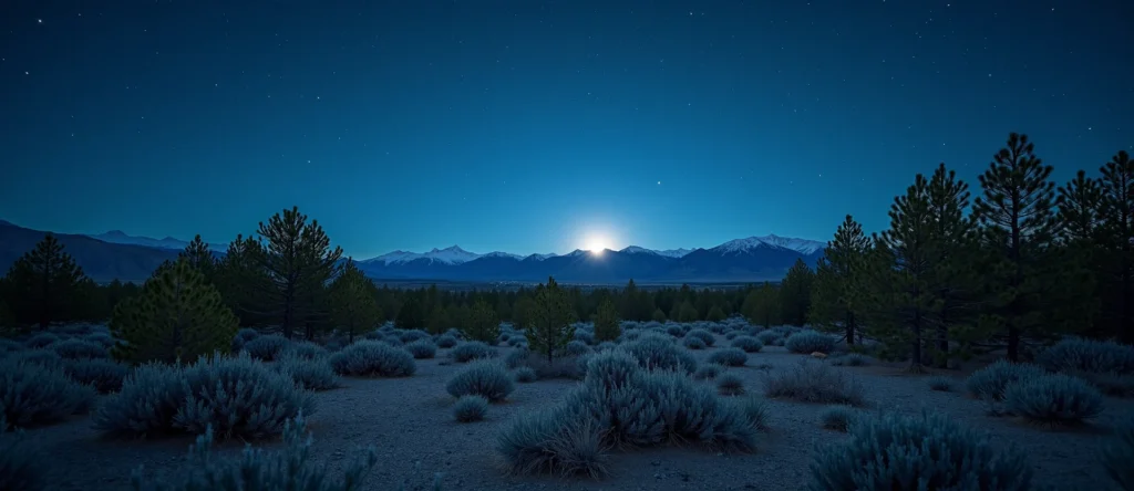 Symbolizing Stability/Peak: A local Quaking Aspen distant Sierra horizon. - AI Generated