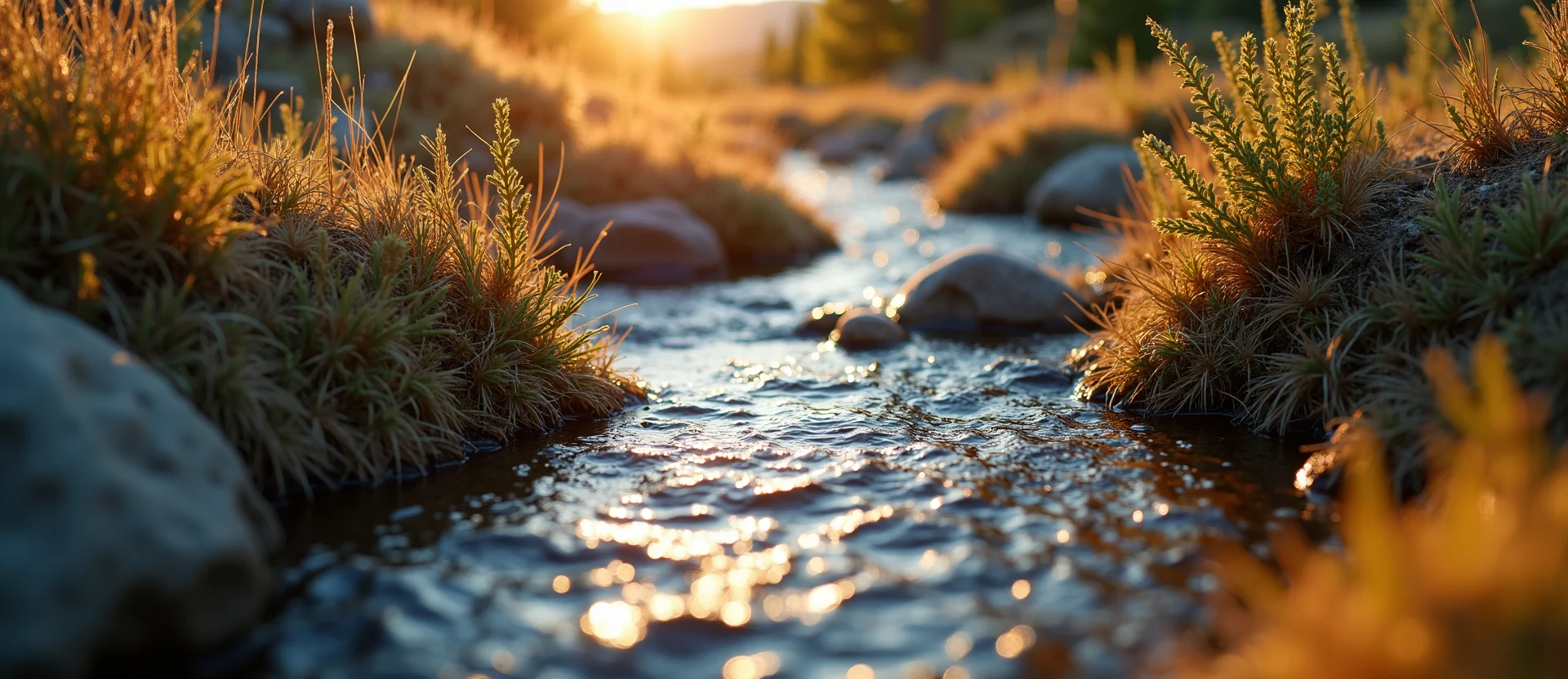 Symbolizing Flow/Cleansing: A local Rabbitbrush babbling mountain creek. - AI Generated