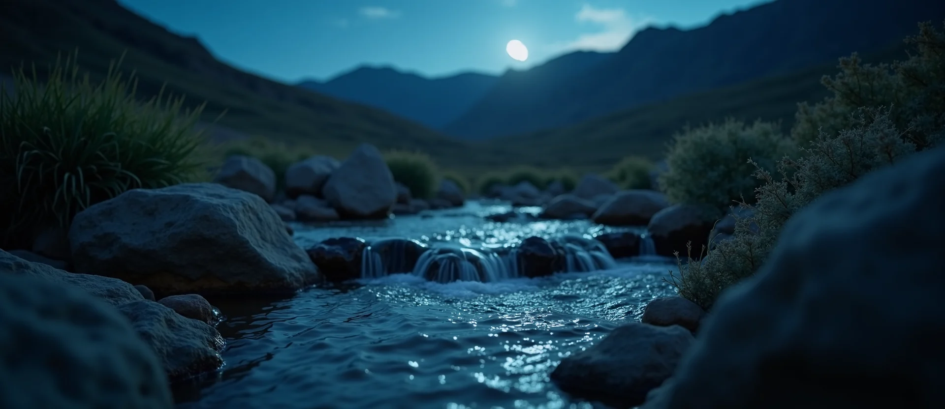 Symbolizing Flow/Cleansing: A local Bitterbrush hidden small waterfall. - AI Generated