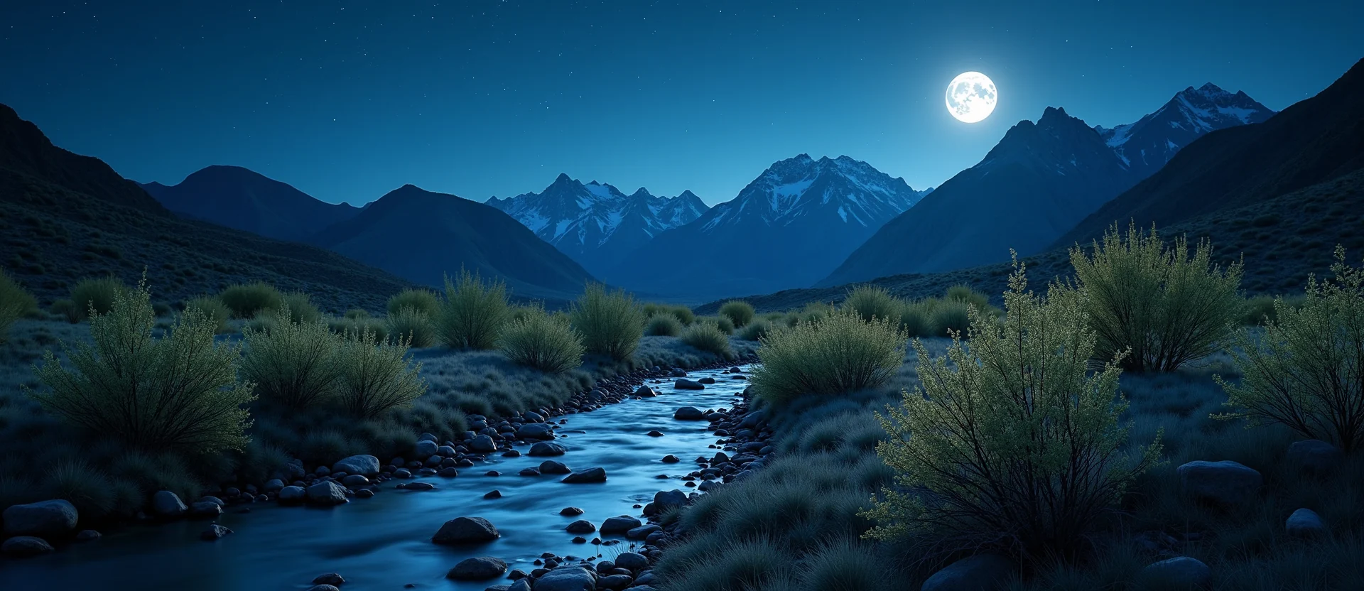 Symbolizing Flow/Cleansing: A local Rabbitbrush babbling mountain creek. - AI Generated