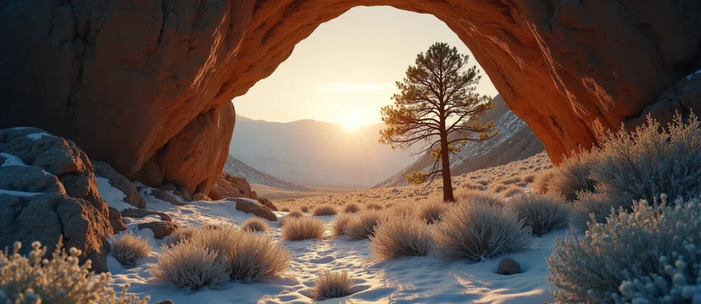 Symbolizing Growth/Resilience: A local Sagebrush (Artemisia tridentata) tree growing out of a rock cleft. - AI Generated