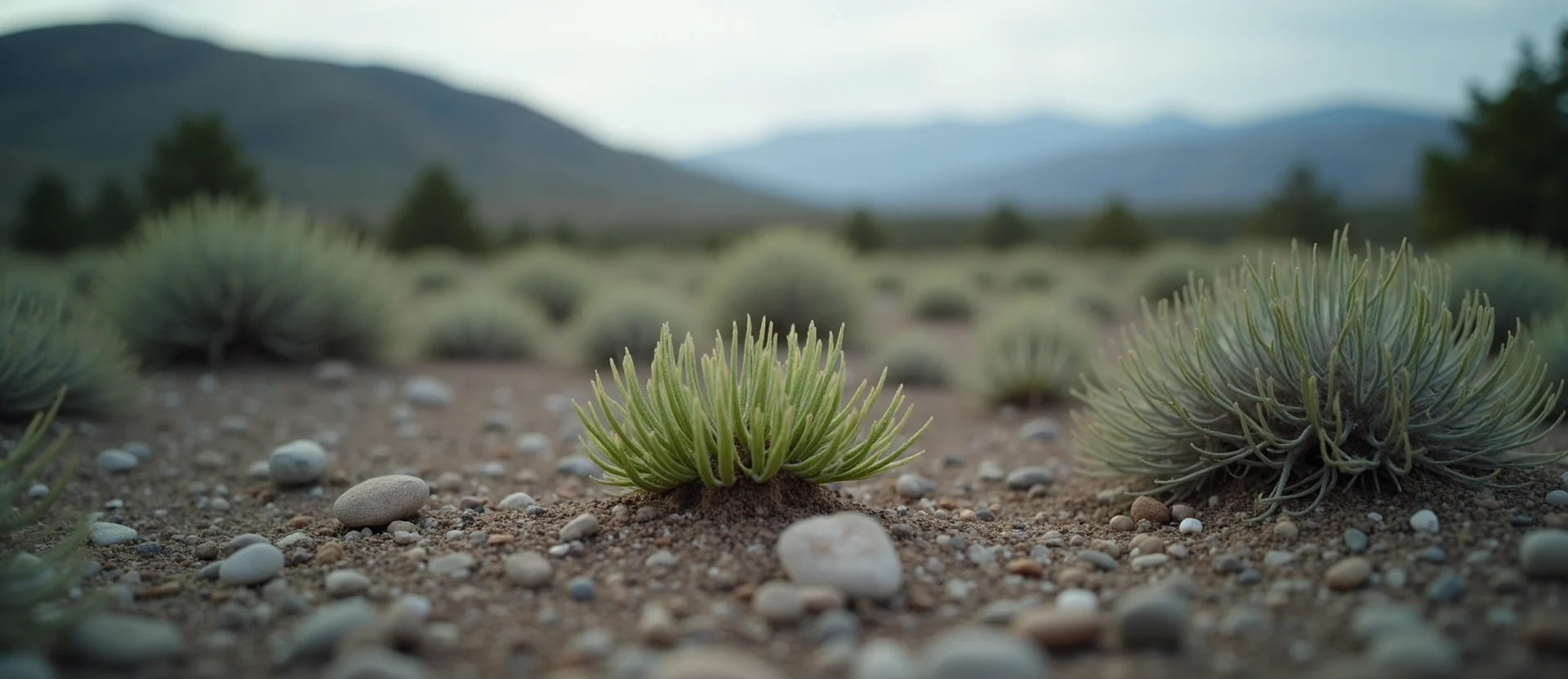 Symbolizing Seed/New Beginning: A local Sierra Juniper sprouting sagebrush seedling. - AI Generated