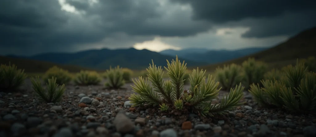 Symbolizing Seed/New Beginning: A local Indian Paintbrush sprouting sagebrush seedling. - AI Generated