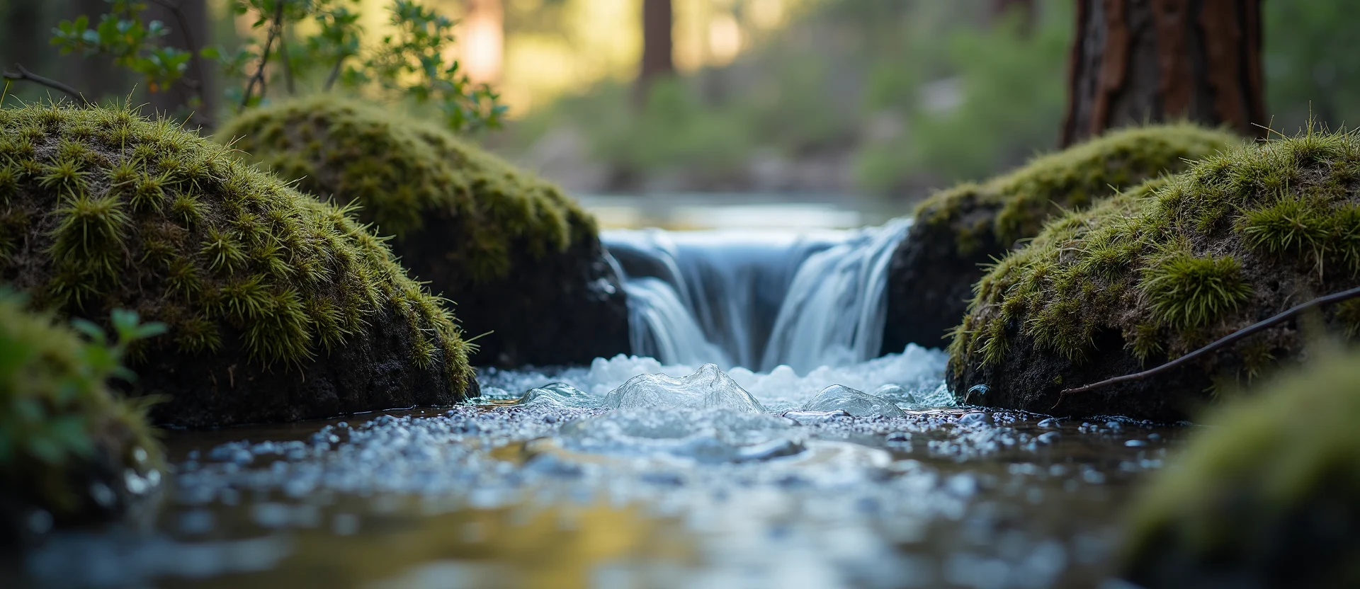 Symbolizing Flow/Cleansing: A local Quaking Aspen hidden small waterfall. - AI Generated