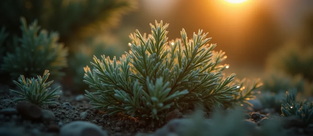 Symbolizing Flow/Cleansing: A local Mountain Mahogany raindrops on desert leaves. - AI Generated