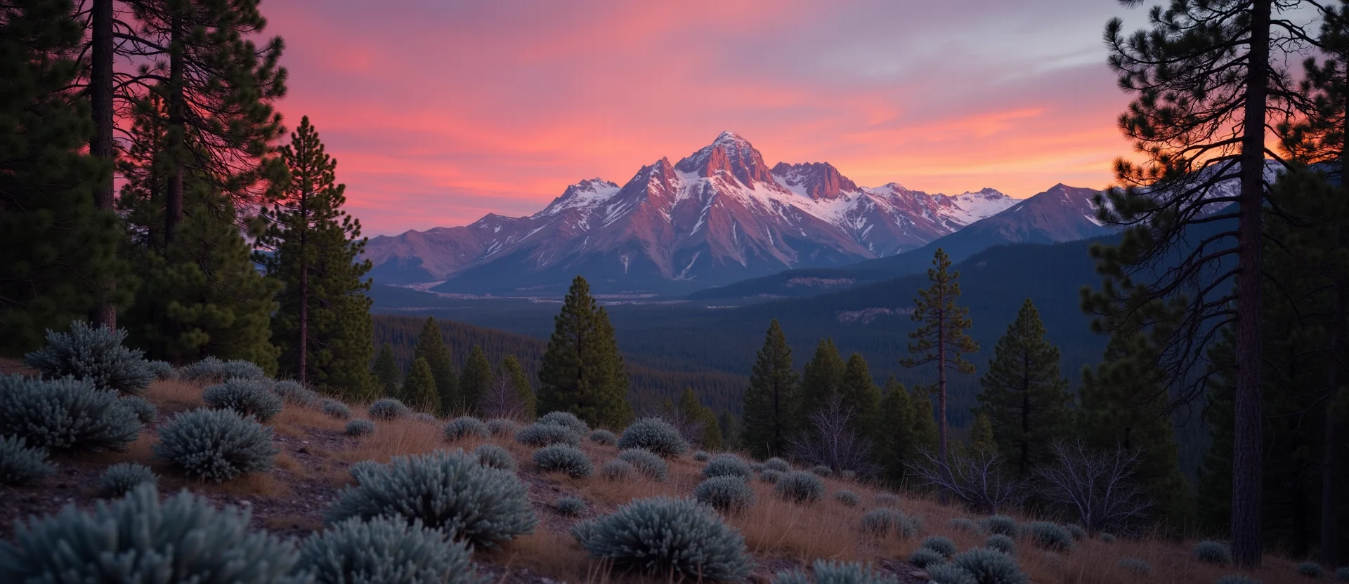 Symbolizing Stability/Peak: A local Quaking Aspen distant Sierra horizon. - AI Generated