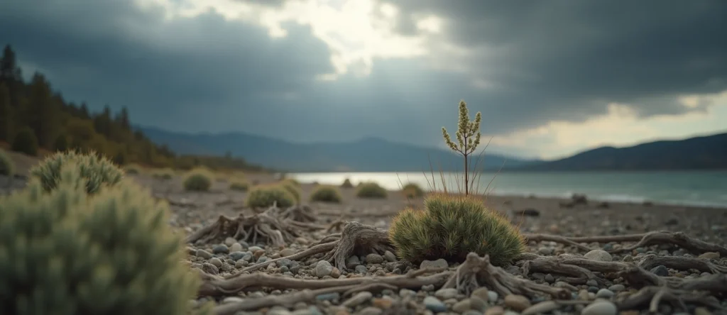 Symbolizing Seed/New Beginning: A local Rabbitbrush sprouting sagebrush seedling. - AI Generated