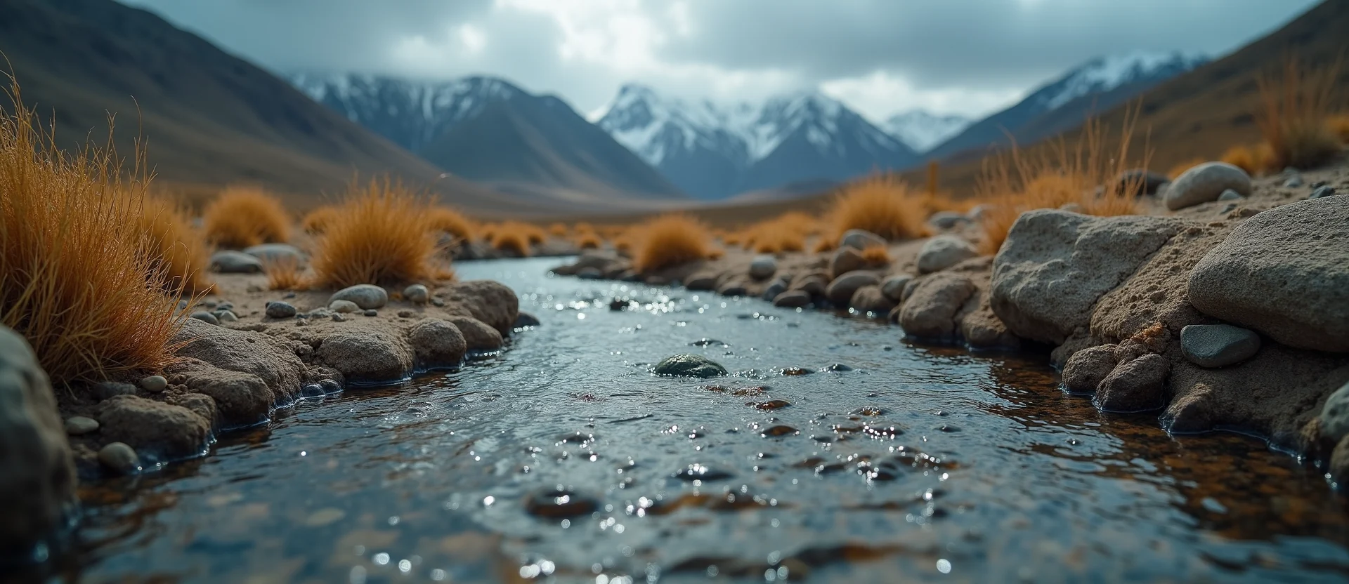 Symbolizing Flow/Cleansing: A local Desert Peach clear cold snowmelt stream. - AI Generated