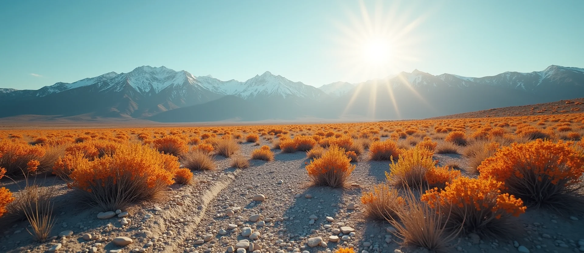 Symbolizing Identity/Local: A local Indian Paintbrush Sierra Nevada skyline. - AI Generated