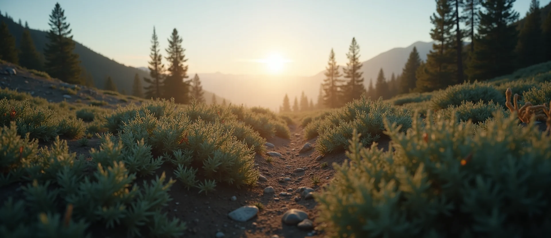 Symbolizing Stability/Peak: A local Sagebrush (Artemisia tridentata) distant Sierra horizon. - AI Generated