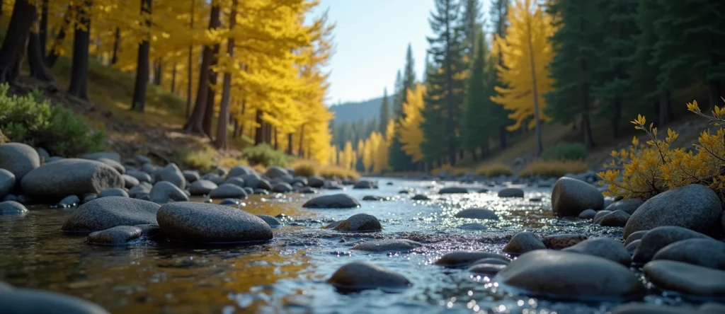 Symbolizing Flow/Cleansing: A local Ponderosa Pine smooth Truckee river stones. - AI Generated