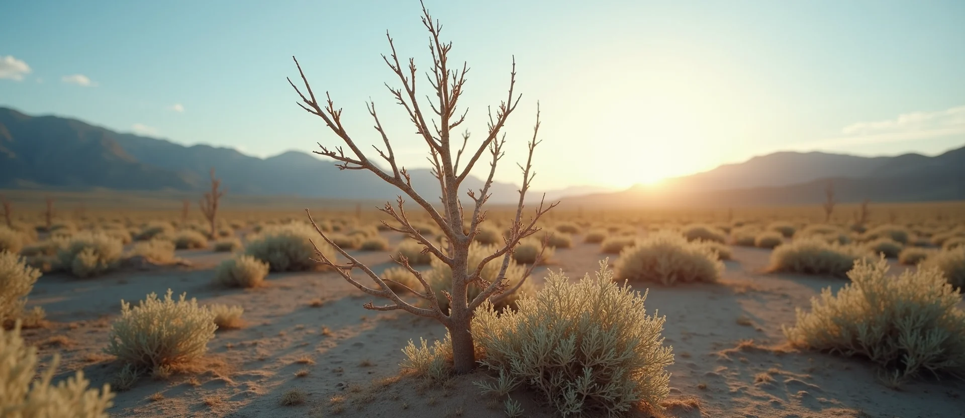 Symbolizing Growth/Resilience: A local Sagebrush (Artemisia tridentata) new branch reaching for the sky. - AI Generated