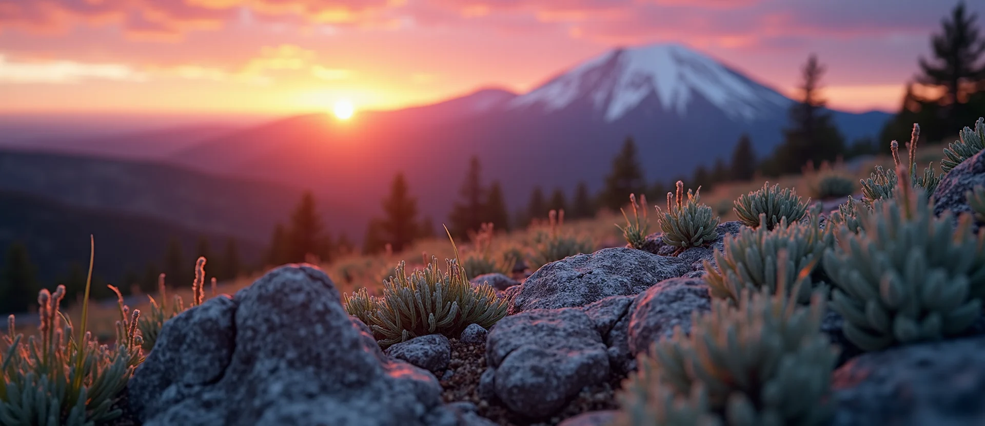 Symbolizing Stability/Peak: A local Rabbitbrush solid mountain ridge. - AI Generated