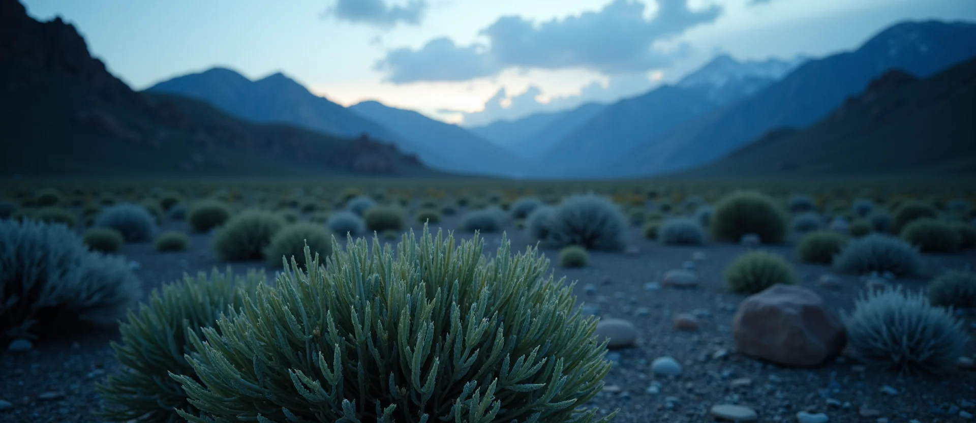 Symbolizing Flow/Cleansing: A local Bitterbrush raindrops on desert leaves. - AI Generated