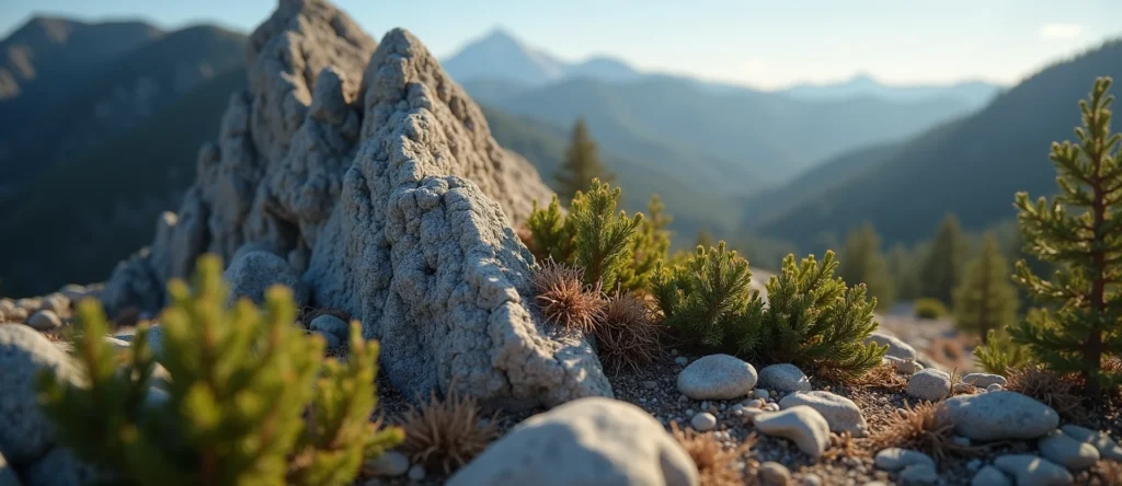 Symbolizing Stability/Peak: A local Manzanita jagged granite peak. - AI Generated