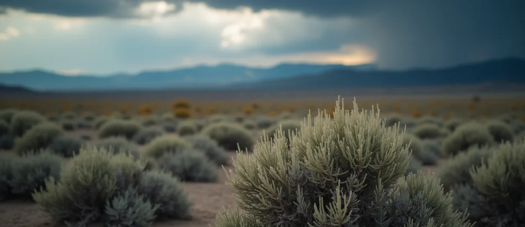 Symbolizing Stability/Peak: A local Desert Peach distant Sierra horizon. - AI Generated
