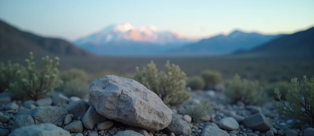 Symbolizing Stability/Peak: A local Desert Peach distant Sierra horizon. - AI Generated