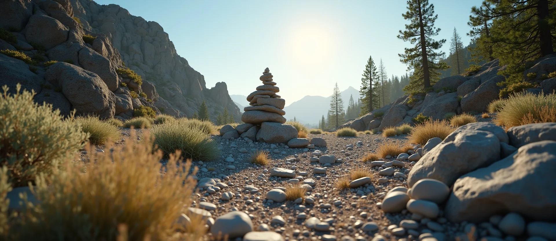Symbolizing Stability/Peak: A local Mountain Mahogany ancient rock cairn. - AI Generated
