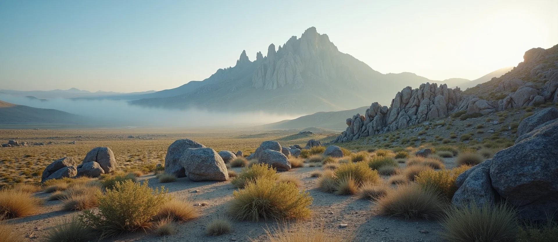 Symbolizing Stability/Peak: A local Desert Peach jagged granite peak. - AI Generated