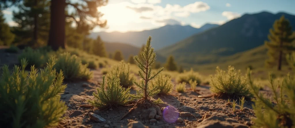 Symbolizing Seed/New Beginning: A local Manzanita sprouting sagebrush seedling. - AI Generated