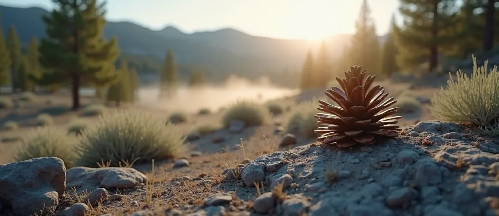 Symbolizing Seed/New Beginning: A local Quaking Aspen opening pine cone. - AI Generated