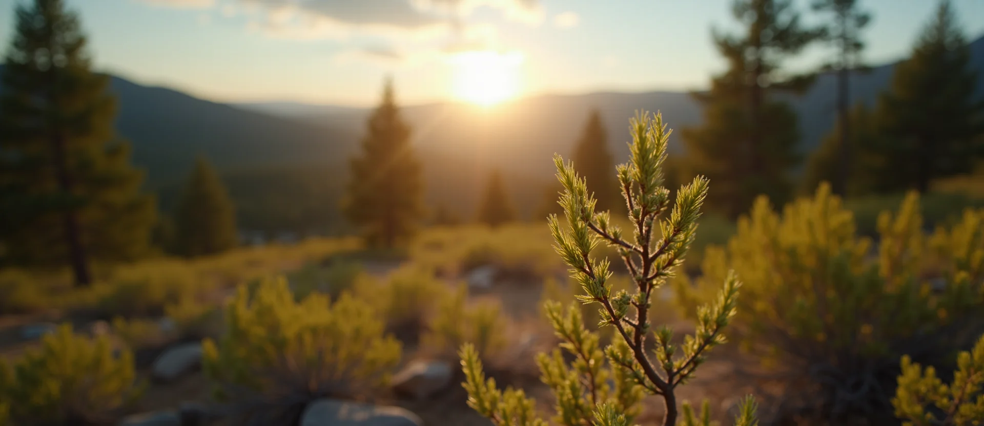 Symbolizing Seed/New Beginning: A local Ponderosa Pine new green bud on a branch. - AI Generated